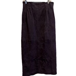 VTG Linda Allard Ellen Tracy Skirt Purple Boho Genuine Suede Leather Midi Small